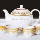 2016 New Item Porcelain Golden Tea Pot Set With Cawa Cup thumbnail-1