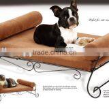 RH-4736 Metal frame Scroll Rmovable Zippered Covers Comfort Pet safa dog bed