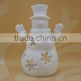 Wholesale Ceramic Snowman Figurine With Tealight for Porcelain Fire Method thumbnail-1