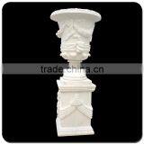 Large White Marble Stone Carving Flowerpot for Garden thumbnail-2