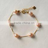 8-9mm Pink Rice Shape Freshwater Pearl Bracelet thumbnail-1