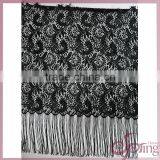 Black Roset Tricot Fabric Lace With Tassel Fringe, Fashion Swiss Lace for Dress thumbnail-5