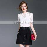 Maxnegio Short Sleeve New Fashion Lace Blouse Designs Korean Lace Top thumbnail-4
