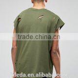 Customize Men Cheap 100% Cotton Super Oversized Jersey T-shirt With Distressing and Curved Hem thumbnail-2