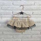 Khaki Polka Dot Diaper Cover Skirt Girls Bloomer Dress Chiffon Underwear Bulk Wholesale China Factory thumbnail-2