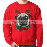 Custom Sweatshirt Long Sleeve Crew Neck Pullover Pug Dog Reindeer Funny CHRISTMAS SWEATERS for Men thumbnail-1