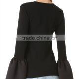 2017 OEM Banded Crew Neckline Flounced Cuffs Feminine Blouses thumbnail-4
