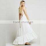 Flowing Hippie Lady Clothes Latest White Backless Beach Dress thumbnail-2