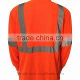 HV Orange Long Sleeve Sew-on Reflective Tape ANSI Manufacturer Security T-shirt thumbnail-2