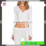 Hot Sale Women's Sexy Sports Wear Belly Breathable Tight Tops Yoga Running Jogging Wear thumbnail-1