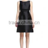 Ladies black sleeveless false two pieces combined formal dress