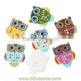 Wood Painting Sewing Buttons Scrapbooking Owl Halloween 2 Holes Mixed 3cm x 2.5cm(1 1/8" X1"),100PCs,Bulk thumbnail-1