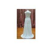 Column V - Neck Straps Chiffon Bridal Gown / Modest Wedding Dresses With Sleeves thumbnail-1