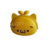 Yellow Customized Silicone Coin Purse With Kiss Clutch , Little Cat Shaped thumbnail-1