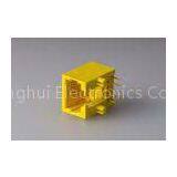 Plastic RJ45 Female Connector 8P8C , RJ45 Single Port Modular Jack Yellow Gold Plated