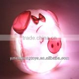 Novelty LED bright night light plush pink pig pillow