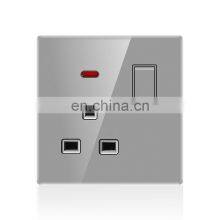 10A/16A 250V 2 Switch Panel Gray Black Gold Glass Panel Multi-directional Electrical Wall Socket Plug Switch thumbnail-4