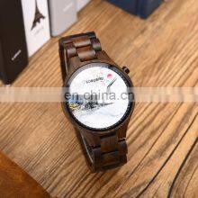 Fashion Ink Painting Stylish Timepiece Handmade Wood Watches Men Clock Japan Movement Quartz Wristwatch Dropshipping thumbnail-4