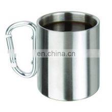 Outdoor Stainless Steel Cup Mug With Foldable Self-Lock Carabiner Handle Portable Folding Handle Cup for Camping thumbnail-2