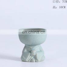 Amazon Hot Sale Head Shape Ceramic Flowerpot Plant Potted Pottery Ornaments Creative Cartoon Doll Succulent Flower Pot thumbnail-4