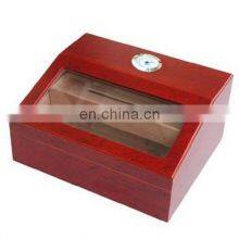 Beveled Glass Top Display Solid Wood Cigar Box Cedar Wooden Humidor Cigar Humidifier