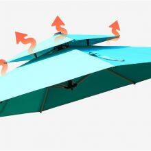 Outdoor Aluminum Waterproof 2.5*2.5m Double Roof Umbrella With Side Stand thumbnail-3