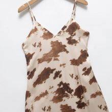 European and American Style Women's New Silk Texture V-neck Camisole Flute Dress for Women thumbnail-4