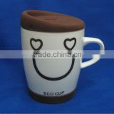 2012 newest porcelain coffee mug with silicon lid and bottom BY-SB6