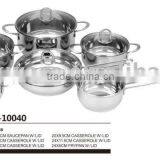 Elegent S/s Wire Handle 12pcs Stainless Steel Cookware/Kitchenware Cooking Set With Glass Lid for Sale