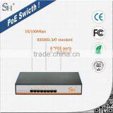 8 port fast ethernet unmanaged standalone poe switch