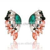 Angel Wings Designs Resin Plant Women Five Colors Glass Stones Stud Earrings thumbnail-3