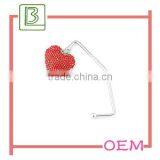 Heart Shaped Crystal Straight Purse Hanger Hook thumbnail-1