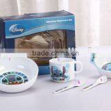 Food grade christmas plastic melamine 5pcs children gift dinner ware set