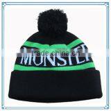 100% Acrylic Knitted Beanie Winter Hats Wholesale High Quality Customized Dobby Knitted Beanie Hat in Black Color thumbnail-2