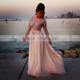 luxury beaded evening dresses with sleeve CYE-079