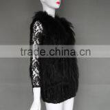 Natural Stylish Fashion Women's Knitted Genuine Rabbit Fur Vest thumbnail-2