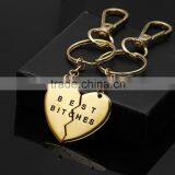 1 Pair Best Bitches Friends BFF Heart Pendant Friendship Necklace Key Chain Gift