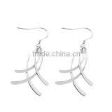 SRE6036 Siver Tone Christian Fish Pendant Earring with Fish Hook Stainless Steel Pendant Earring