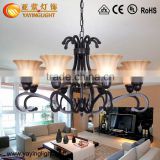 Modern indoor wrought Iron glass chandelier,hotel wrought Iron chandelier