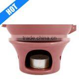 Customized Color Glazed Ceramic Handmade Painted Teapot With Warmer thumbnail-1