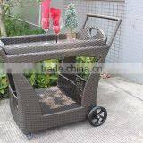 Rattan Furniture Food Dining Car With Fixable Wheels thumbnail-2