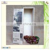 Antique Old Newspaper Printed Wooden Wine Gift Box thumbnail-5