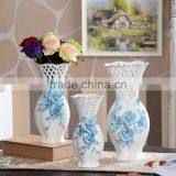 Weaving Flower Vase, Blue and White Porcelain Vase, Ceramic Flower Vase thumbnail-1