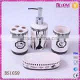 White 4 Pcs Ceramic Hotel Bathroom Accessories Set thumbnail-1