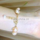 14k Gold 4-5 mm Pink Baroque Freshwater Pearl Bracelet thumbnail-4