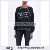 Wholesale Women Apparel Casual Long Sleeves Round Neck Ribbed Trims Jersey Sweatshirt(DQE0261T) thumbnail-1