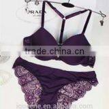 Sexy Front Closure Push up Sexy Ladies Seamless Lace Bra Set thumbnail-4