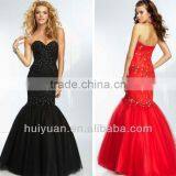 New Design Bling Sequins Sweetheart Beaded Red Lace Evening Dress thumbnail-1