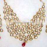 GOLD Kundan Meenakari Necklace Dangler EARRING Set thumbnail-2
