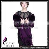 CX-B-P-18C New Arrival Blanket Fringe Oversize Fox Fur Trim Plain Shawl Scarf, Pashmina Shawl thumbnail-1